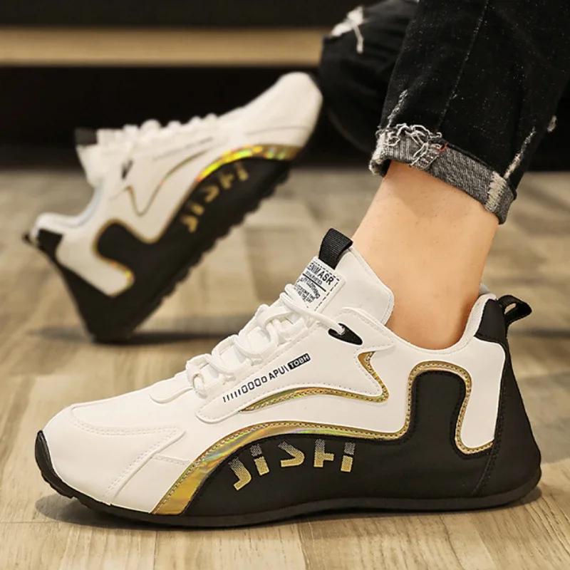 Mode Herrsneakers Läder Casual Sportskor för Män Lätta Halkfria Tennisskor Utomhus Andningsbara Herr Löparskor