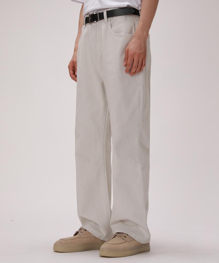 Dibellobeu Essential Mood Semi-Wide Cotton Pants_Ecru