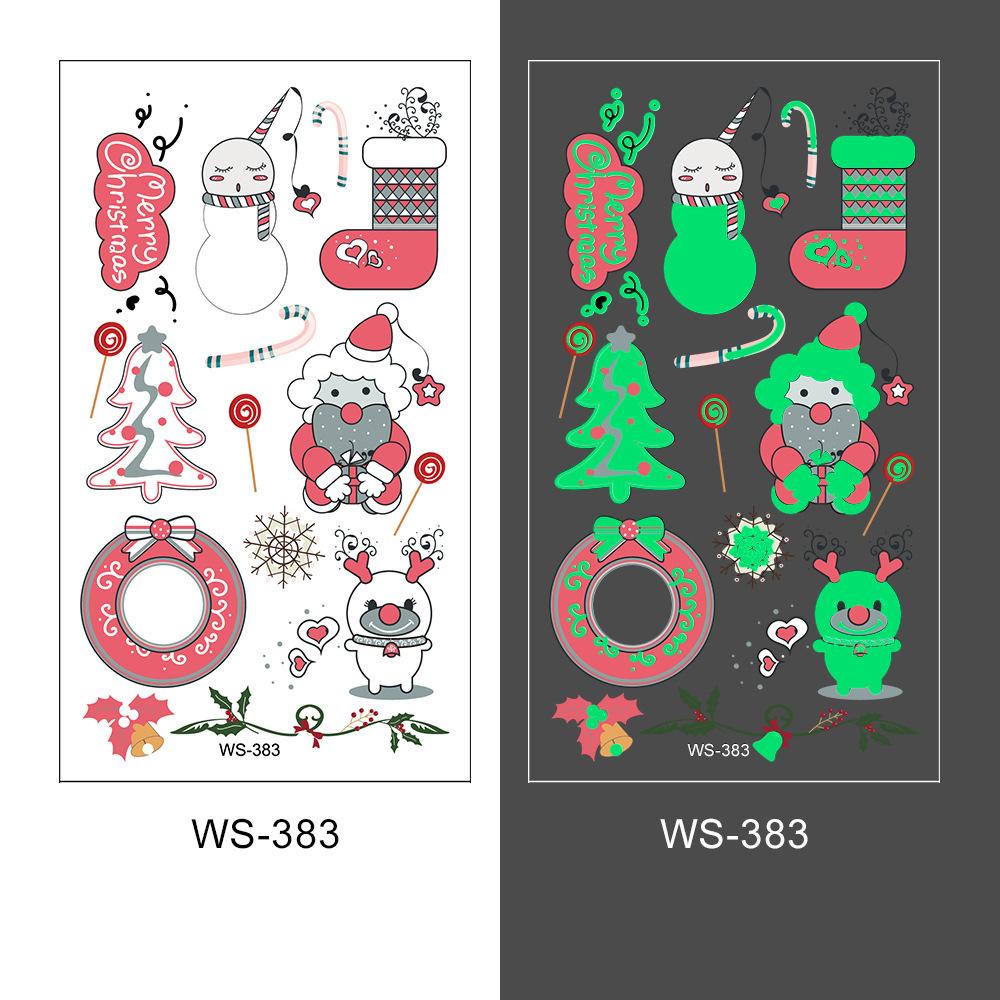 New Cross-border Christmas Luminous Tattoo Stickers Children's Cartoon Waterproof Sweat Party Holiday Green