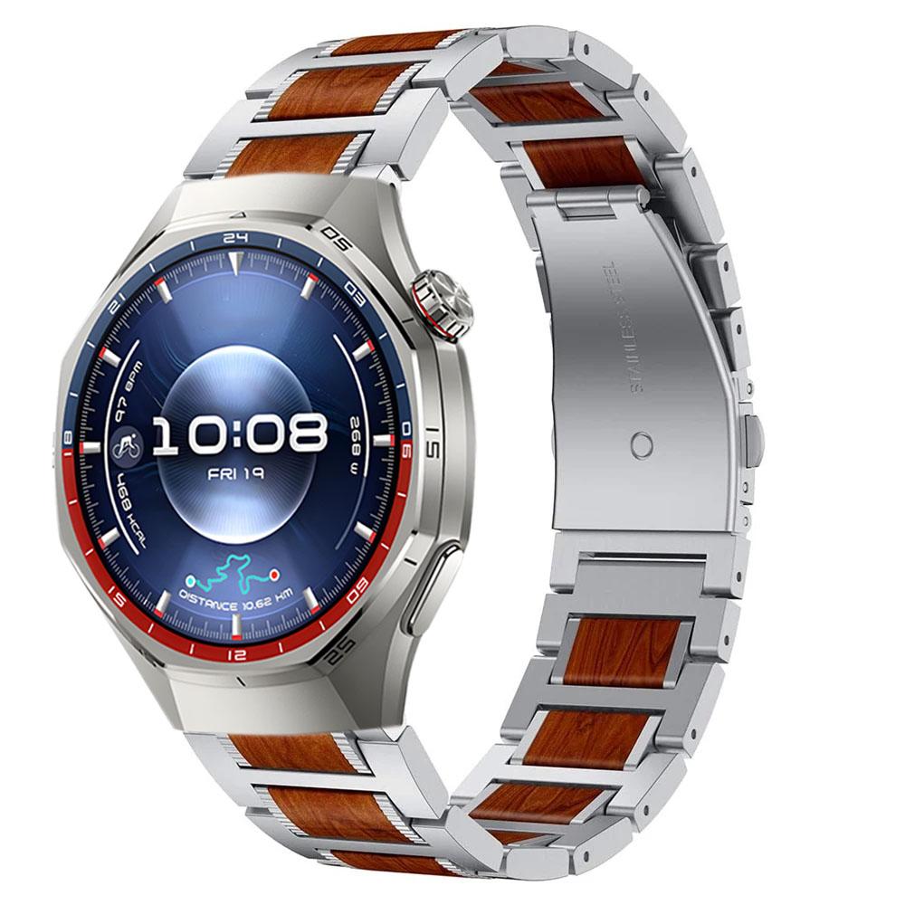 

22mm Metal Rosewood Strap For Huawei Watch 5 GT6 GT5 GT4 Pro 46mm Wooden Bracelet Wristband Amazfit Balance 2/Bip 6-5 Active Max For 22mm серебряный
