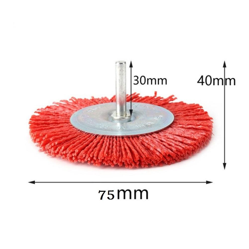 Nylon Flat Brush Abrasive Wire Wheel Rotary Tool Polishing Deburring Brushes 50/75/100mm 6mm Shank For Drill Wood Metal Removing