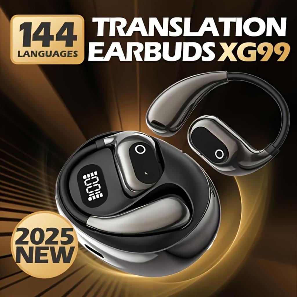 144 Language AI Voice Translation Headphones - Real-time Three In One OWS Translation Device with Wireless, Rechargeable Battery and USB Charging