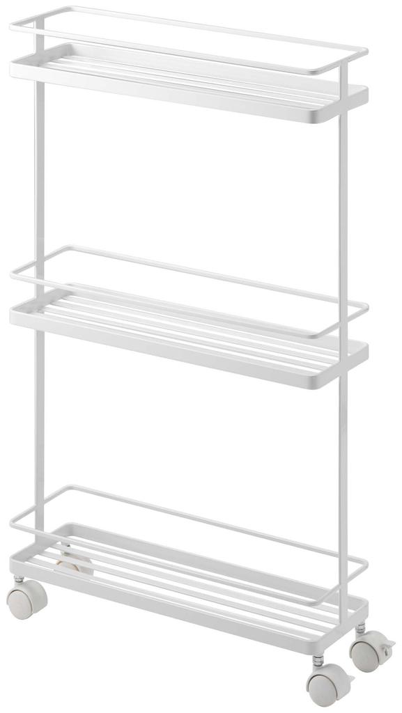 Yamazaki Slim Kitchen Cart, White, Approx. W38 x D12 x H66cm, Tower [Assembly Required: Casters and Hooks Attached] 7151