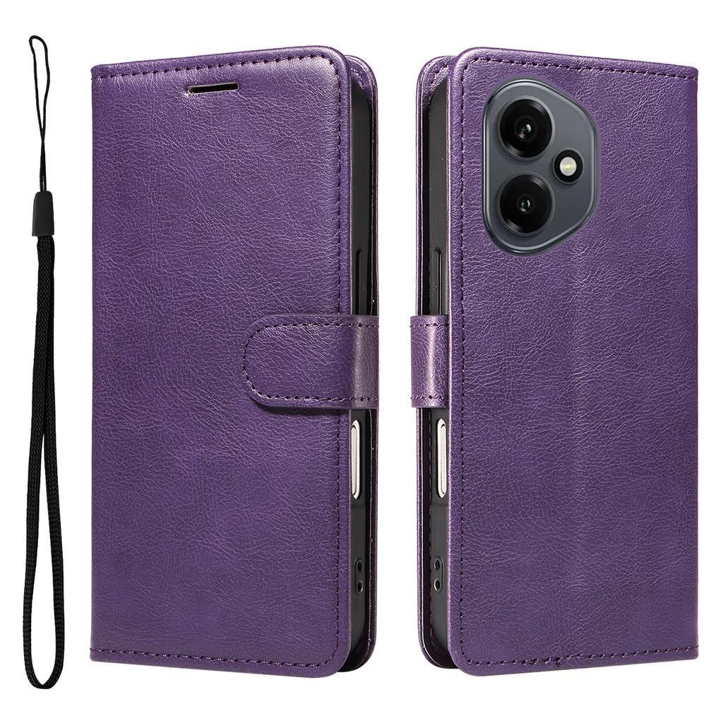 For Oppo Reno14 Pro 5G (China)/Oppo Reno14 Pro 5G (Global) Leather Wallet Case with Strap Solid Color Phone Stand Cover