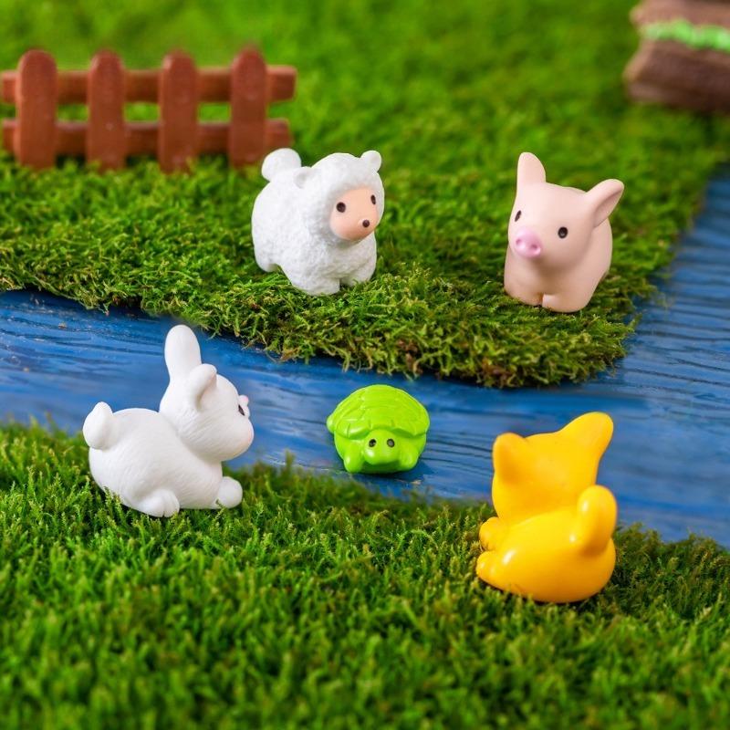 1Pcs Cute Animals Micro Figurine Rabbit Sheep Duck Pig Cat Horse Frog Turtle Snake Koala Mini Ornament Garden Landscape Decor