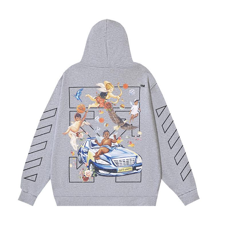 Off-White 2025 Autumn/Winter New Angel Sports Car Arrow Printed Hoodie Hoodie for Men and Women