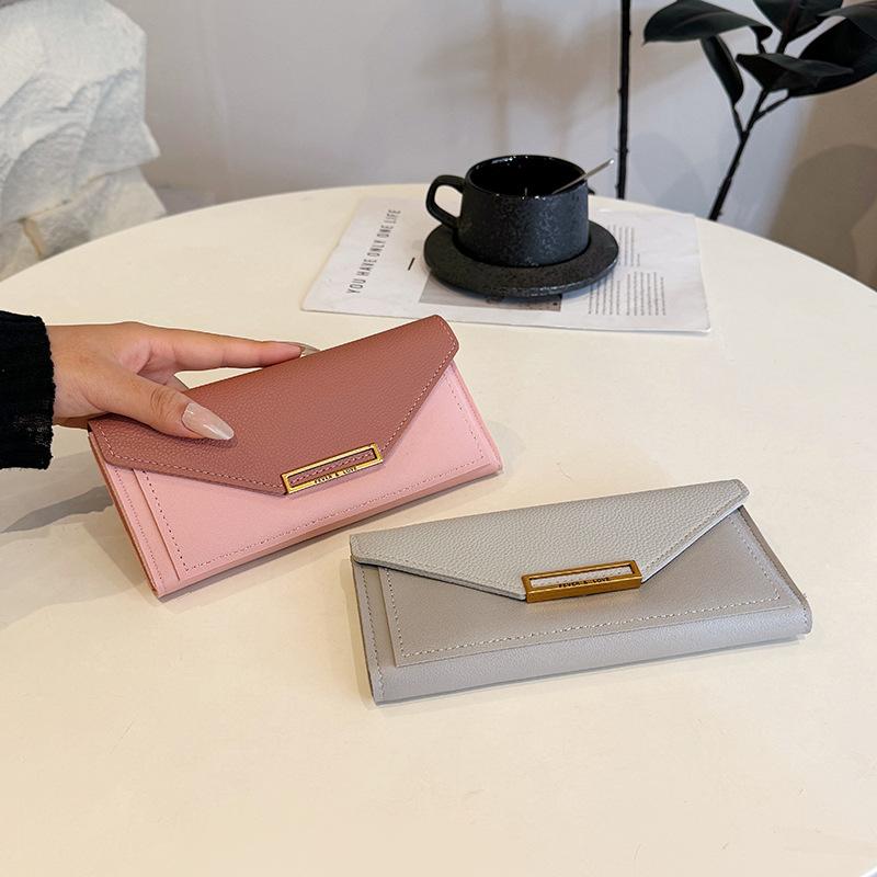 Wallet female long model new Korean version simple thin large capacity multi-card position folding card bag wallet clutch bag