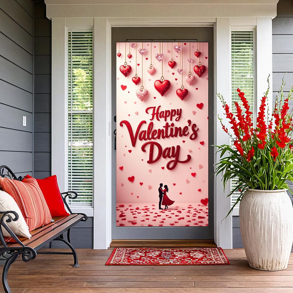 Festive Silhouette hearts Celebration Decor Banner Hanging hearts Heart Love banner for Event setup