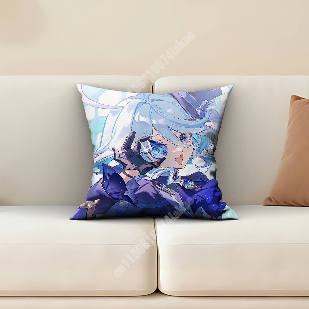 Genshin Impact Furina Hydro Archon Pillow Cover Sofa Couch Cushion Case Creative Workspace Accent Home Decor