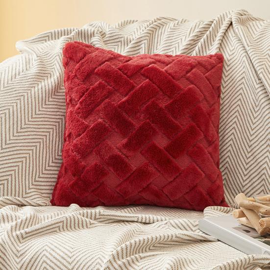Plüsch-Kissenbezug Flauschiger Überwurf-Kissenbezug Quadratischer Kissenbezug mit verdecktem Reißverschluss für Wohnzimmer Schlafzimmer Heimbüro Dekoration