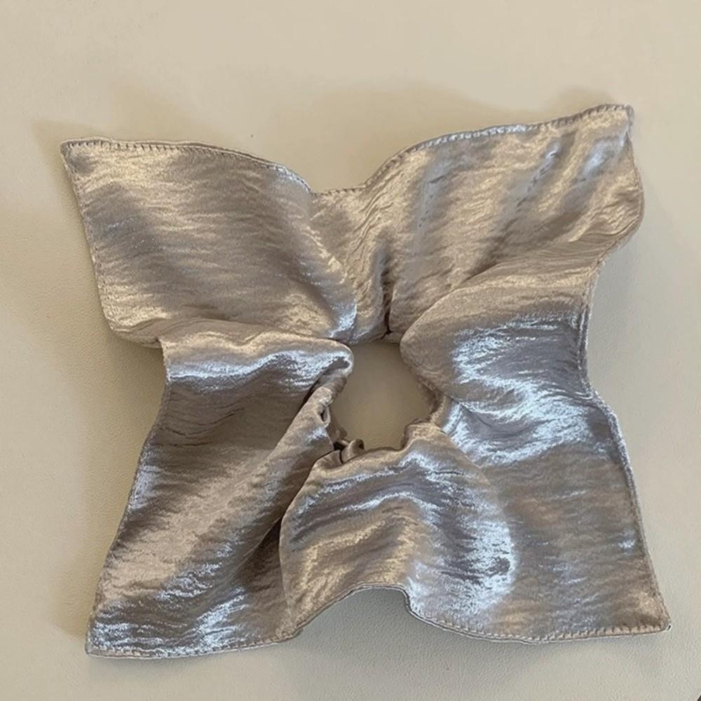 Shiny Silver Hair Scrunchie Solid Color Rubber Bands New Large Hair Tie Girls