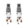 Light luxury retro court style splicing geometric flower alloy long fringed pendant earrings Bohemian