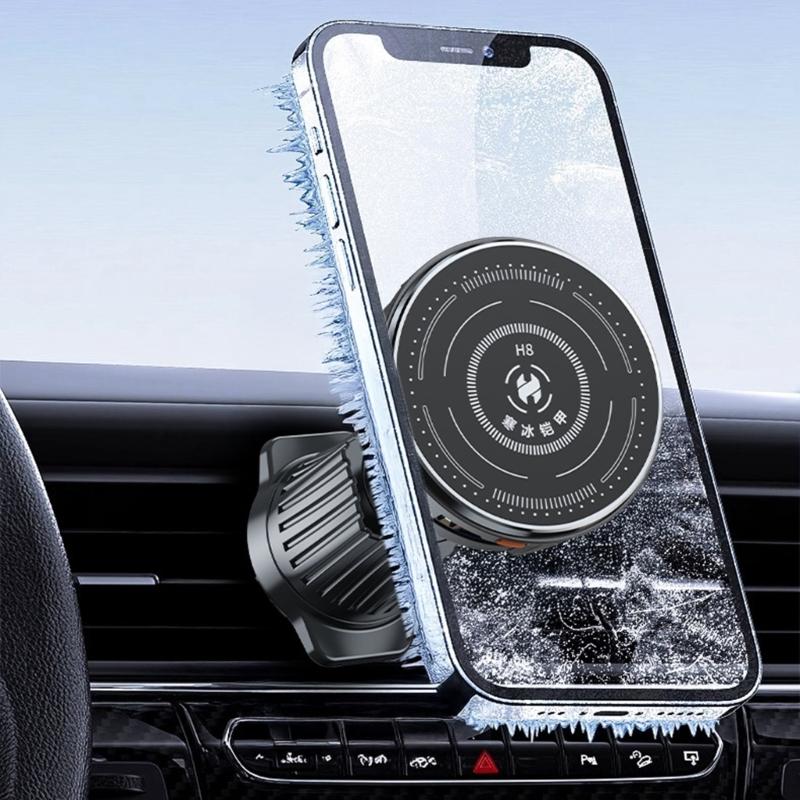 Adjustable Car Air Vent Phone Mount Magnetic Semiconductor Cooling 3 Speed Power Control for 4-7Inch Smartphones