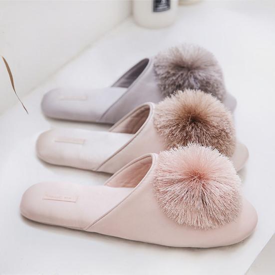 Damen Winter Indoor Weiche Flache Plüsch Rutschfeste Geschlossene Zehen Quaste Slipper Schuhe
