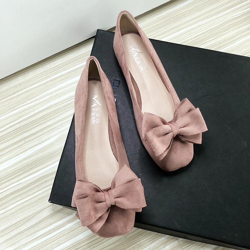 Ballerine da donna Scarpe da barca Azzurro Testa rotonda Fiocco Taglia 33-43 Scarpe basse per donna Pelle di velluto Alta qualità Scarpe estive
