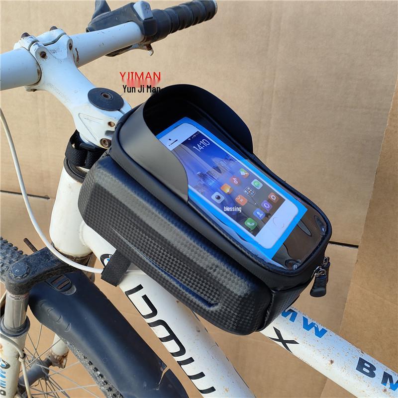 Front Beam Waterproof Touchscreen Phone Bag | Hard Shell Mountain Bike Saddle Bag