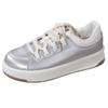 Fashion Spring Fashion Breathable Satin Casual Pink Sneakers 2025 New Style Women's Vulcanized Round Toe Thick Sole Lace Up Flat Shoes
