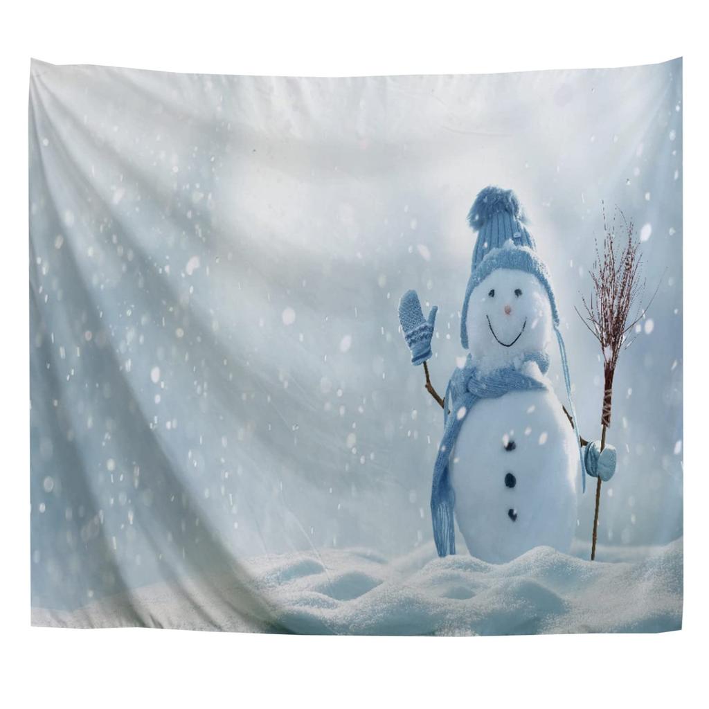 Christmas Themed Cute Snowman Printed Pattern Tapestry Home Living Room Bedroom Dormitory Wall Decoration Tapestry