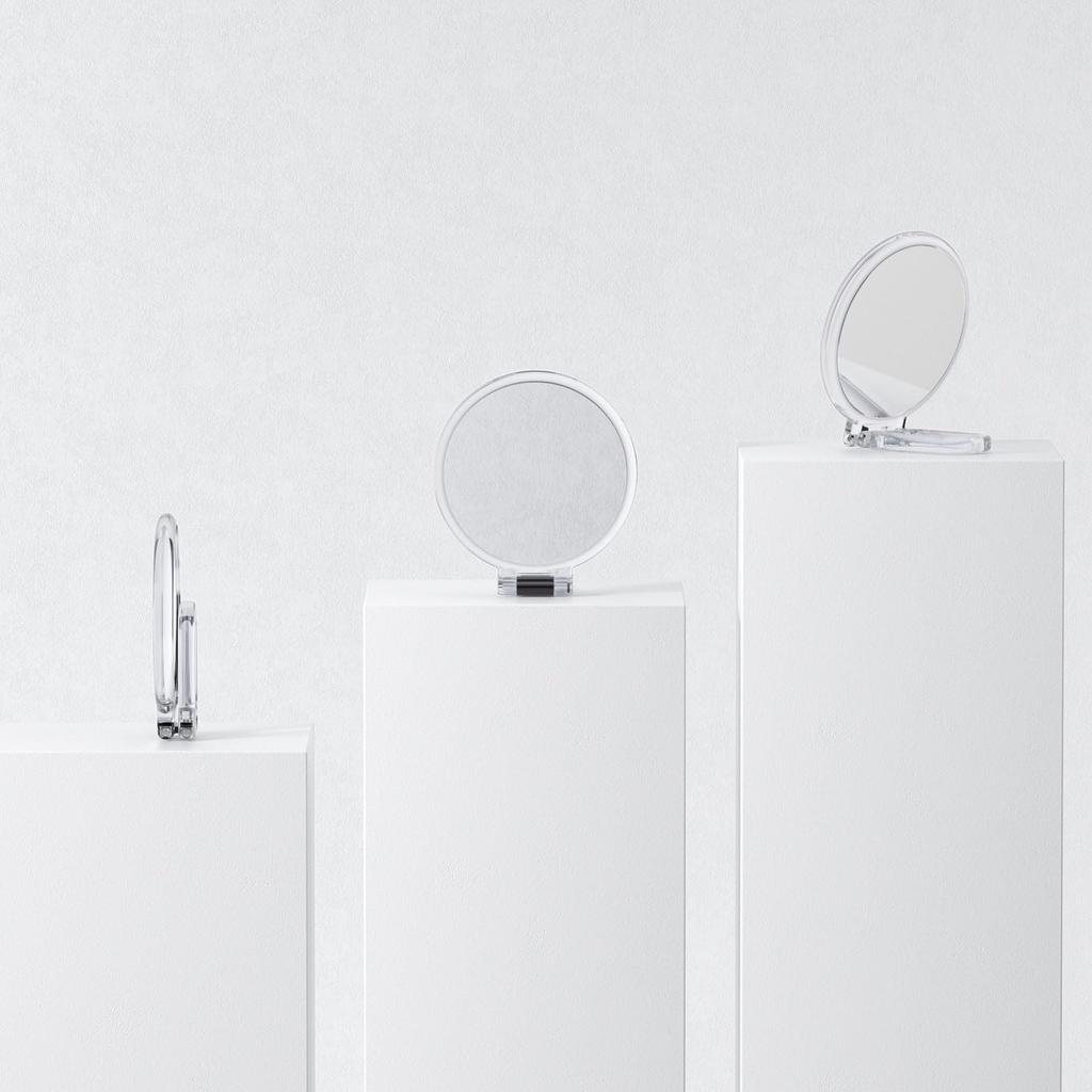 Beautifive Hand Mirror Magnifier 10x Folding Makeup Mirror with Handle Compact Mirror 10x and 1x Tabletop Mirror Compact Easy To Carry Round Clear