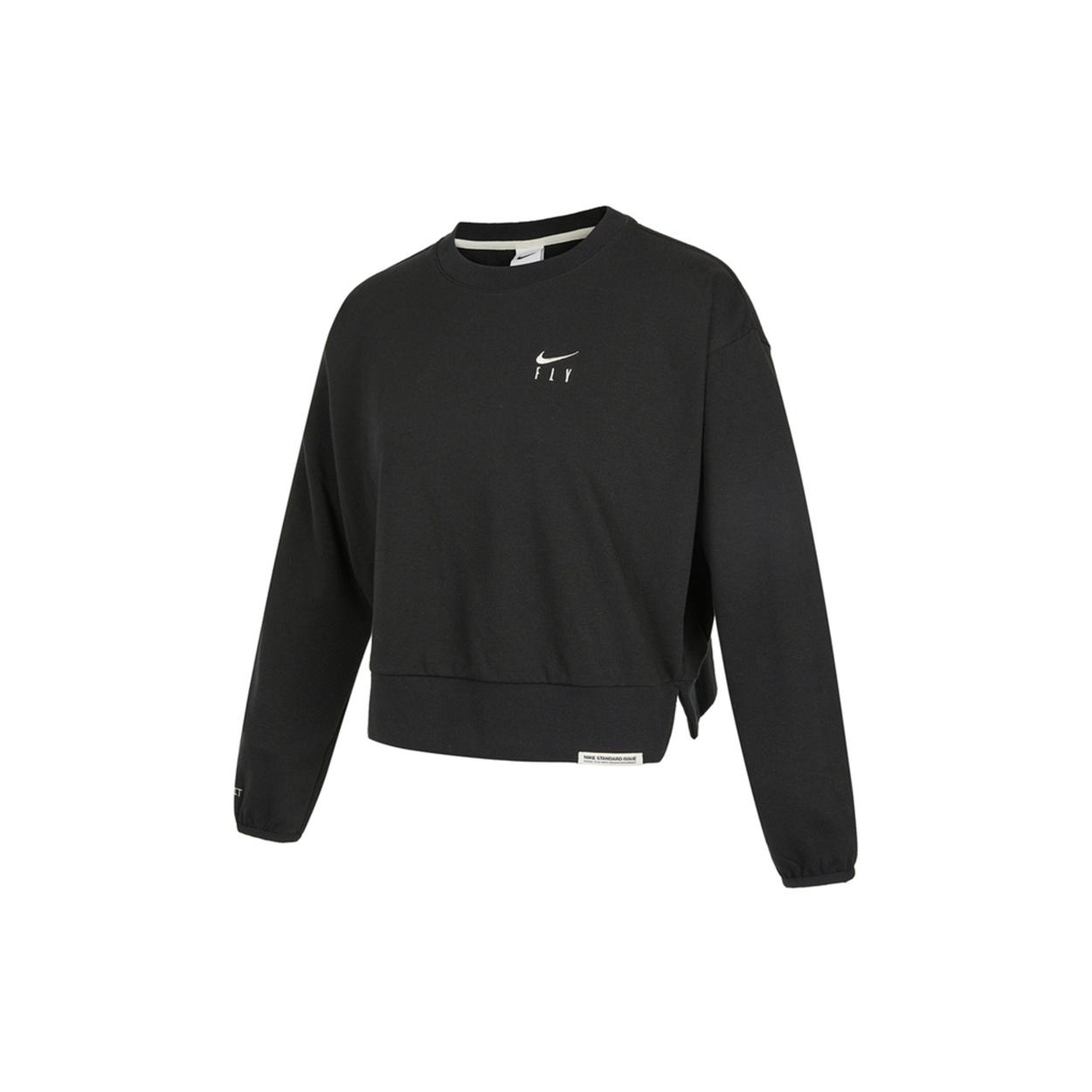 (WMNS) Nike As Nk Standard Issue Crew Embroidery Logo Knitting Round-neck Sweatshirt Black Women s DD9256-010 S