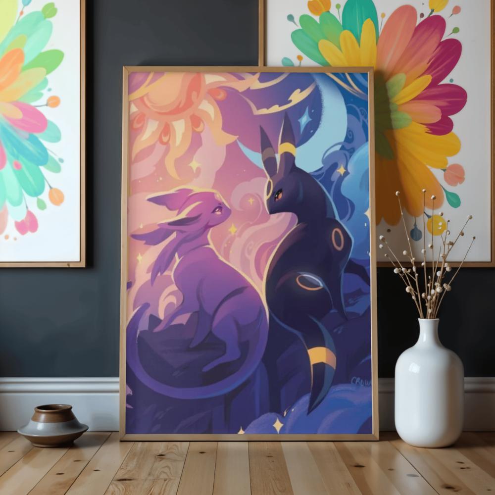 Image À Peindre Par Numéros Avec Cadre Pokemon Umbreon Et Espeon 50X70 Cm