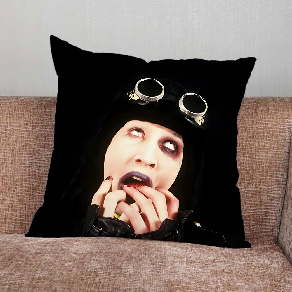 Rock M-Marilyn Manson Singer Pillow Case For Home Bedroom Car Office Decoration Living Room Sofa Cushion Cover Suitable