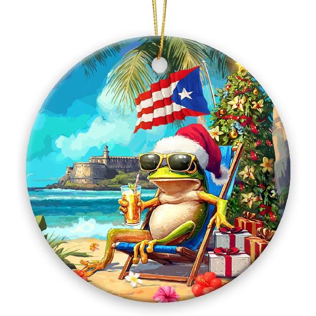 Puerto Rico Ornaments 2025 - Elegant Puerto Rico Gifts for Men Women Mom Dad, Cute Ceramic Ornaments for Tree Decor, Unique for Friends, Funny Gifts