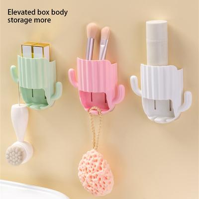 Wall-mounted Strong Adhesive Easy Installation Convenient Stylish Bathroom Storage Toothbrush Holder Space-saving Trendy Design