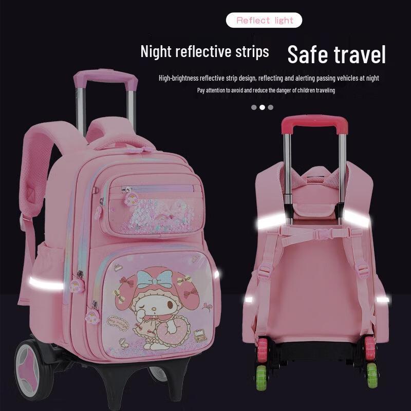 Miaoqiao Kids Kuromi 6-Wheel Rolling Backpack