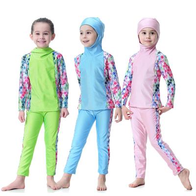 Two-Piece Swimsuit Girls Long Sleeve Full Cover Swimming Suit Children Muslim Swimwear Kids Swimming Bathing Suit