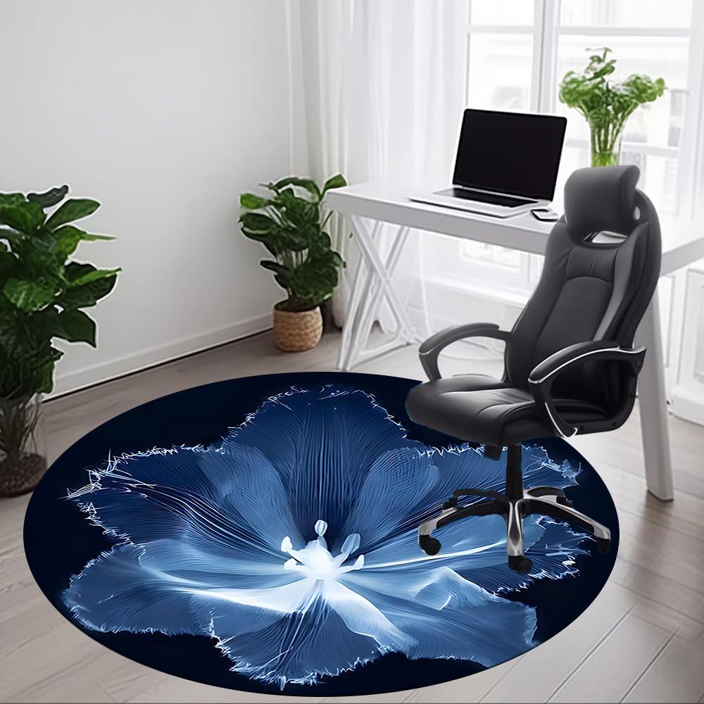 1pc Floral Bloom Office Round Area Rug, Indoor Mat Suitable For Office, Under Office Chairs Bedroom Living Room Home Decor, Room Deco
