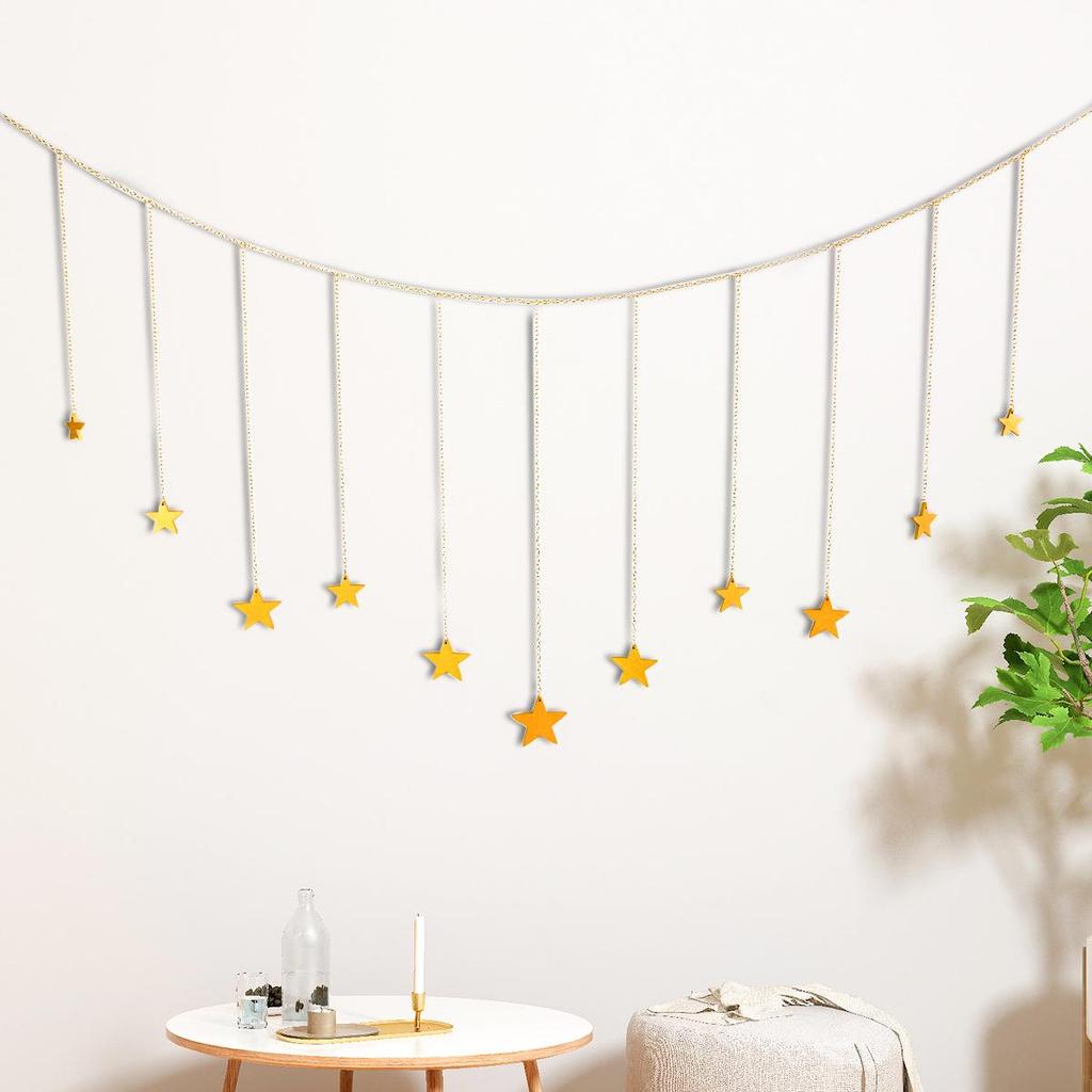 Nordic Style Star & Moon Wall Hanging - Children's Room Decoration