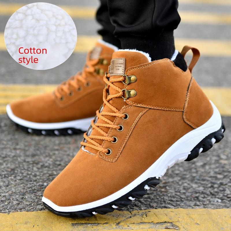 Men's High Top Winter Snow Boots with Velvet Lining - Warm, Sports-Style, Large Sizes Available
