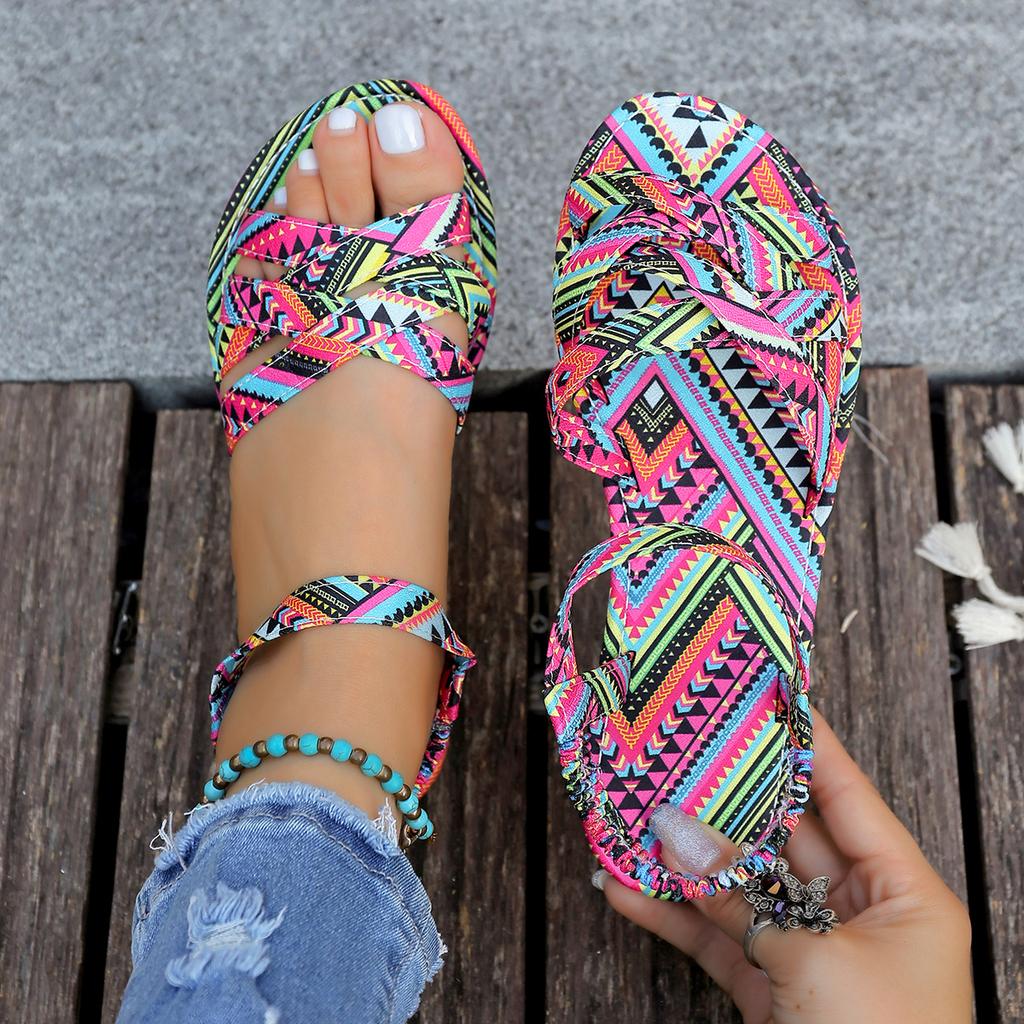 Fashion Women Sandals Bohemia Style Flat Sandals Women Summer Outdoor Shoes Woman Plus Size Retro Gladiator Shoes Women Zapatos De Mujer