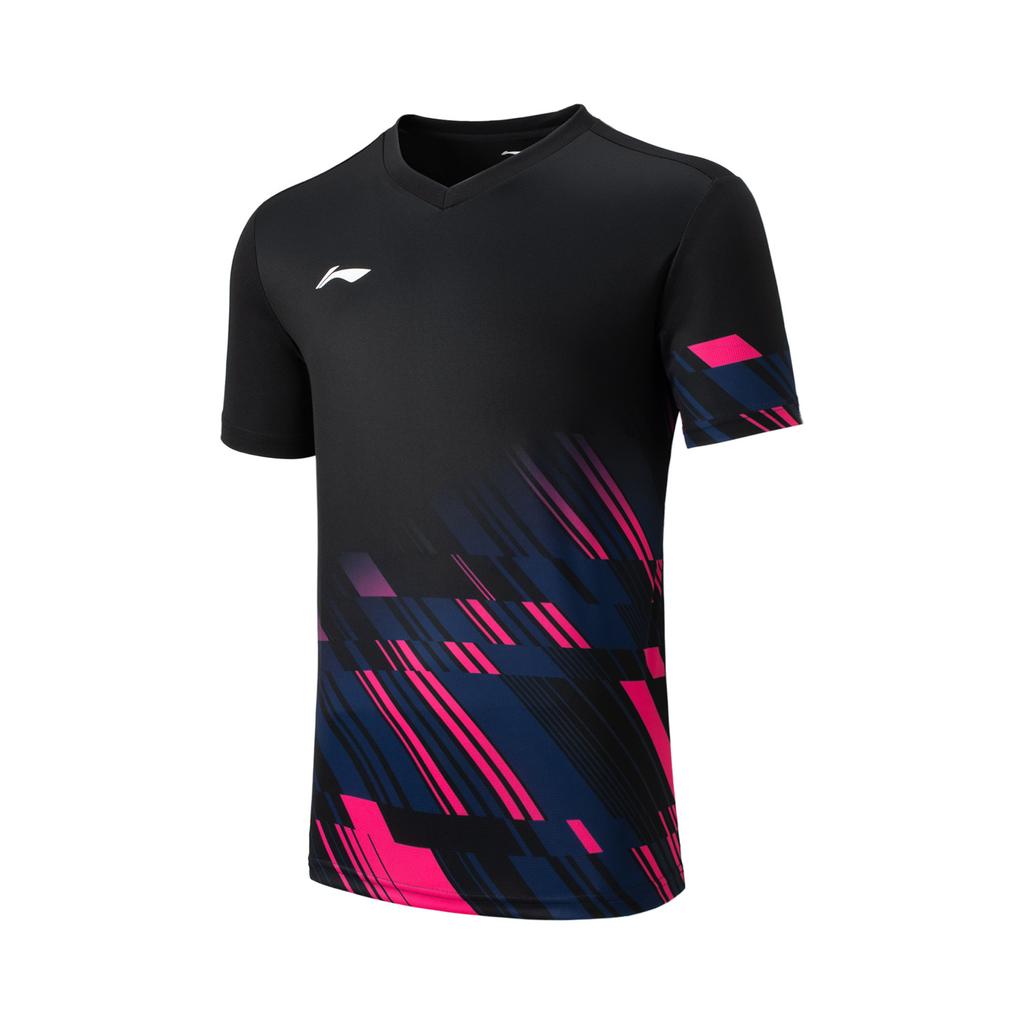 Li-Ning Round Neck Short Sleeve Mid Waist Tied Casual Sports Suit Men Suit Black AATU053-1