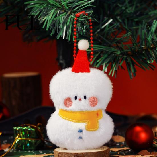 Decorative Plush Accessories Christmas Keychain, Cute Stuffed Santa Wreath Gingerbread Ornaments, Soft Cartoon Keychains for Bags Holiday Bag