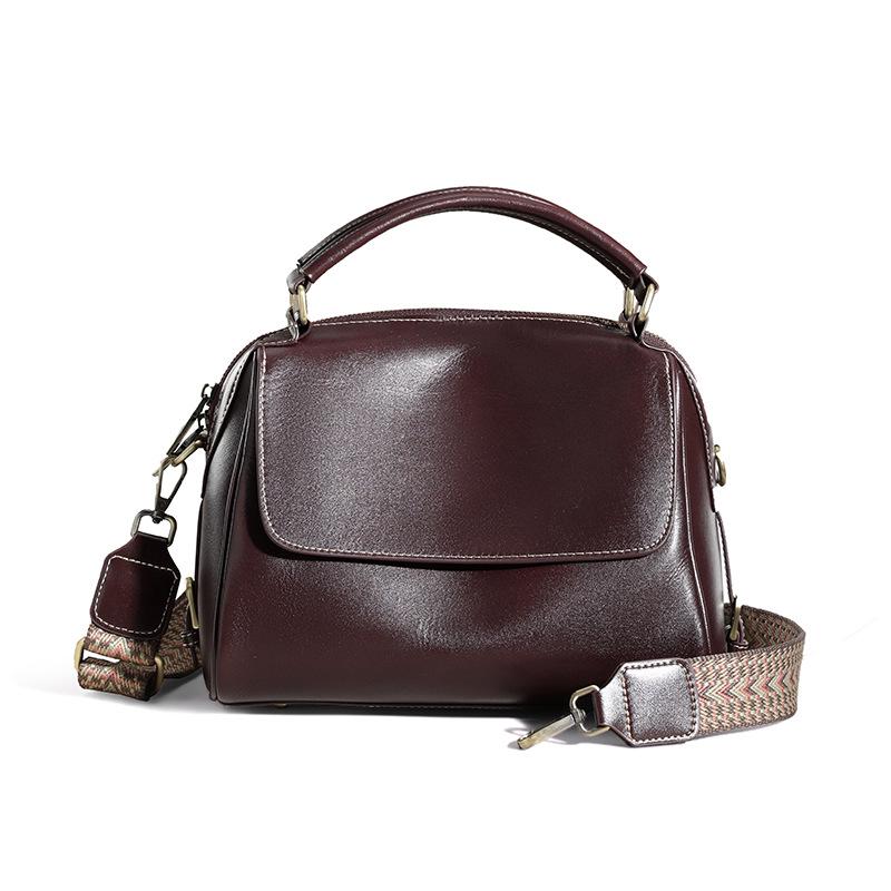 "2025 New Women's Top Layer Cowhide Handbag - High-End Large Capacity Shoulder & Messenger Bag for Commuting"