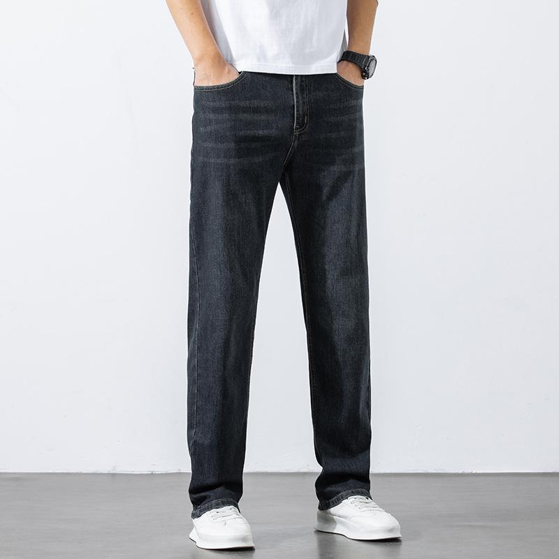 Men's Jeans Autumn And Winter New Style Retro Loose Straight Wide Leg Elastic Trendy Trousers Versatile And Casual