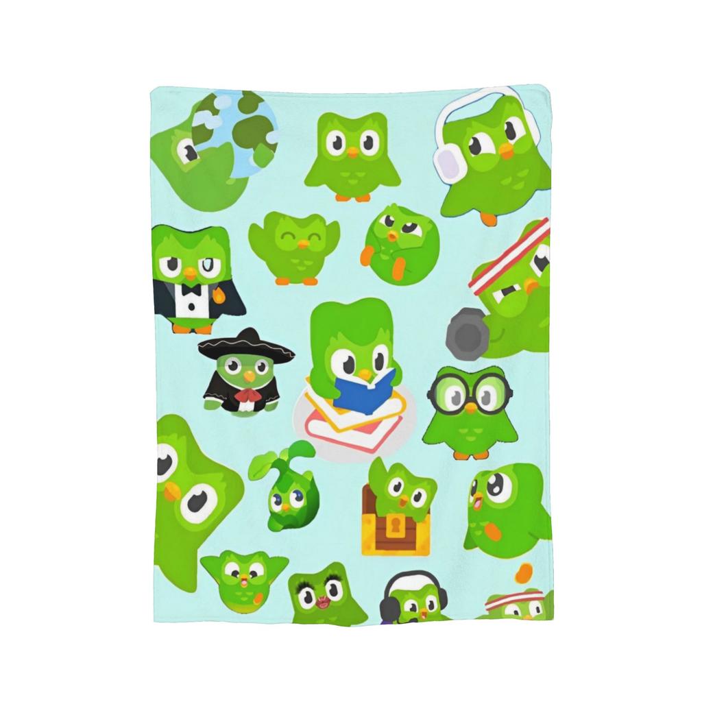 Cute Duolingos Owl Blankets Flannel Duo Warm Throw Blanket for Home Couch Bed Rug