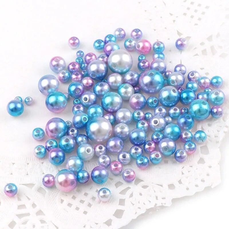 30g Mix Size Mermaid Color Acrylic Pearl Loose Spacer Beads For Jewelry Making DIY Necklace Bracelet Earrings Other Decors