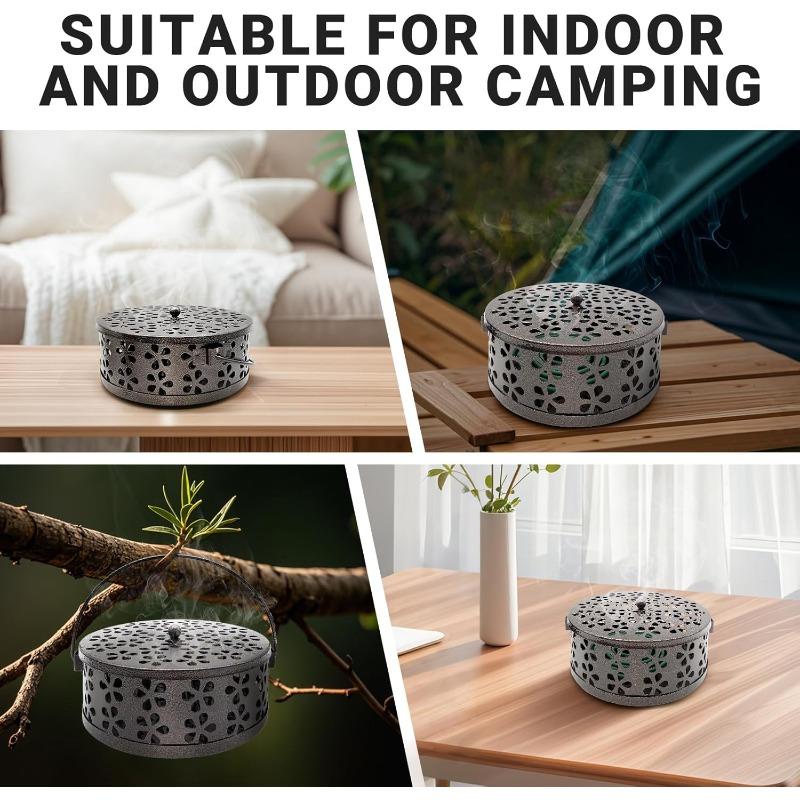 Plum Blossom Mosquito Coil Box Tray Fireproof Aromatherapy Stove Mosquito Coil Stove with Lid Anti-mosquito and Insect-proof