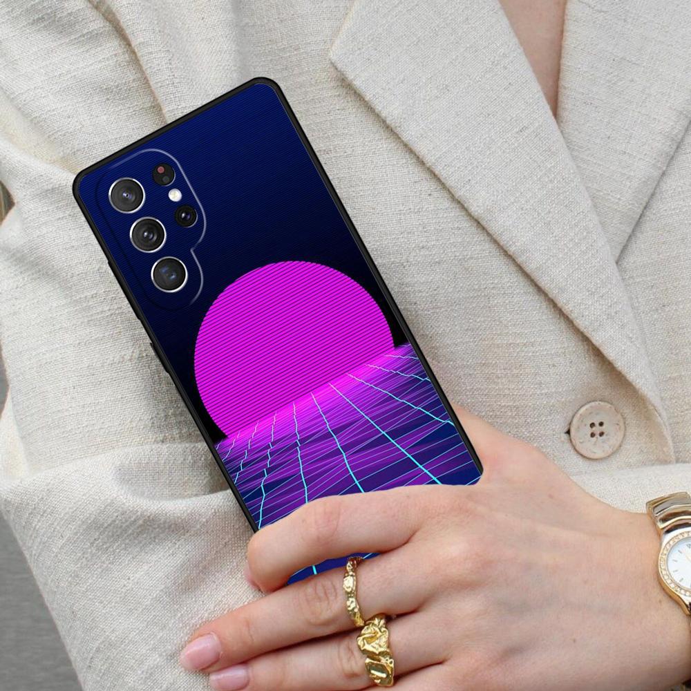 Synthwave 80's Retro Neon Cell Phone Case for Samsung Galaxy S26 Ultra S25 S24 S23 S22 S21 S20 Note10 Cover