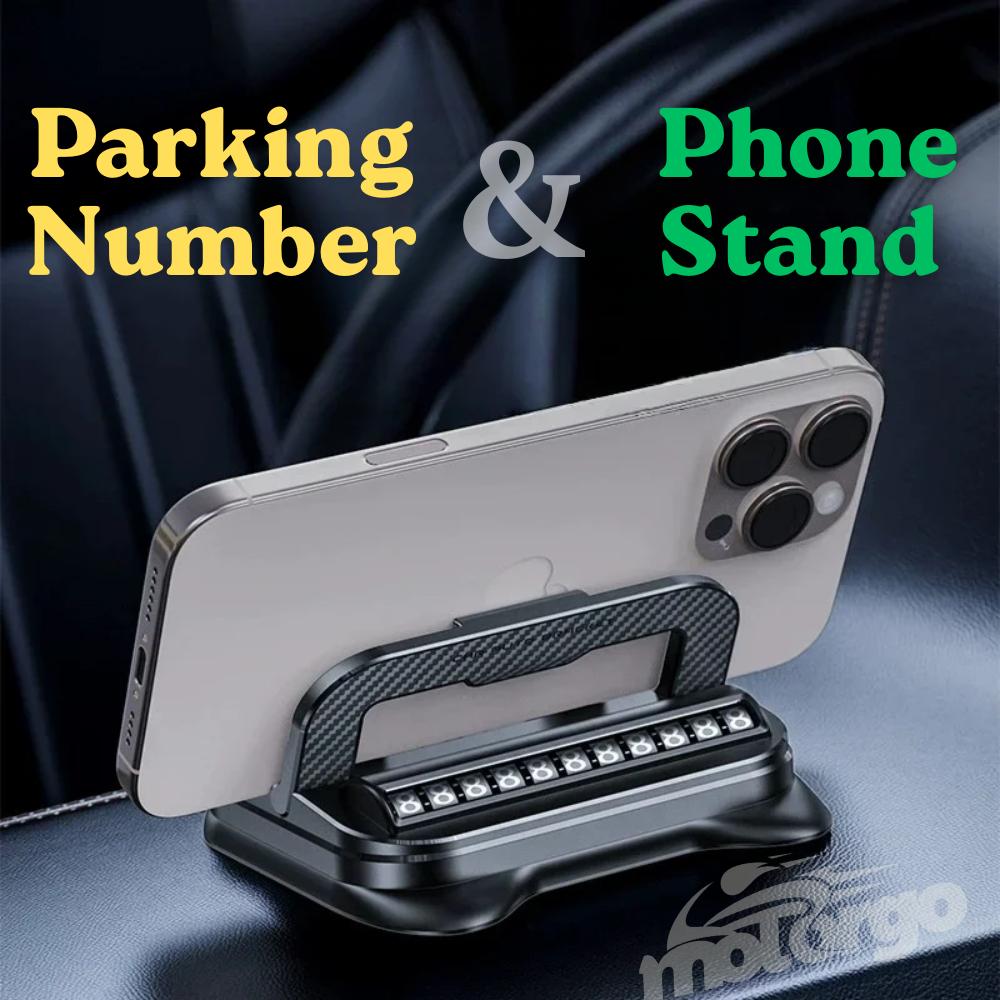 Heavy-Duty Dashboard Phone Mount with Gel Base and Dual Parking Number Plate Design