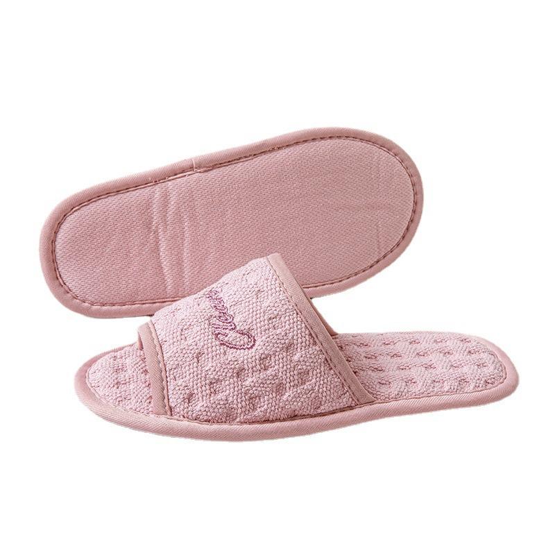 Fashion Cotton Casual Home Slippers for Women 2024 Designer Open Toe Slides House Soft Light Summer Elegant Shoes Ladies Flats One Size