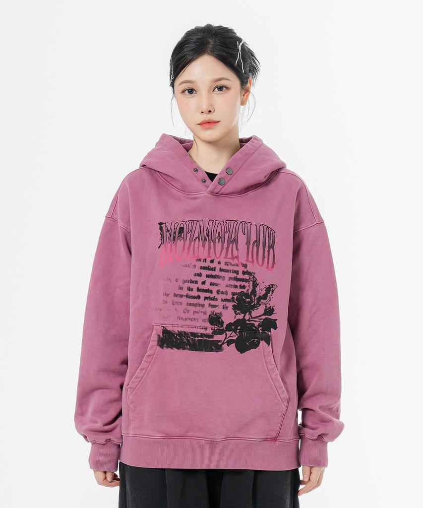 Terry Brushed Pigment Romantic Rose Oversized Hoodie Pink