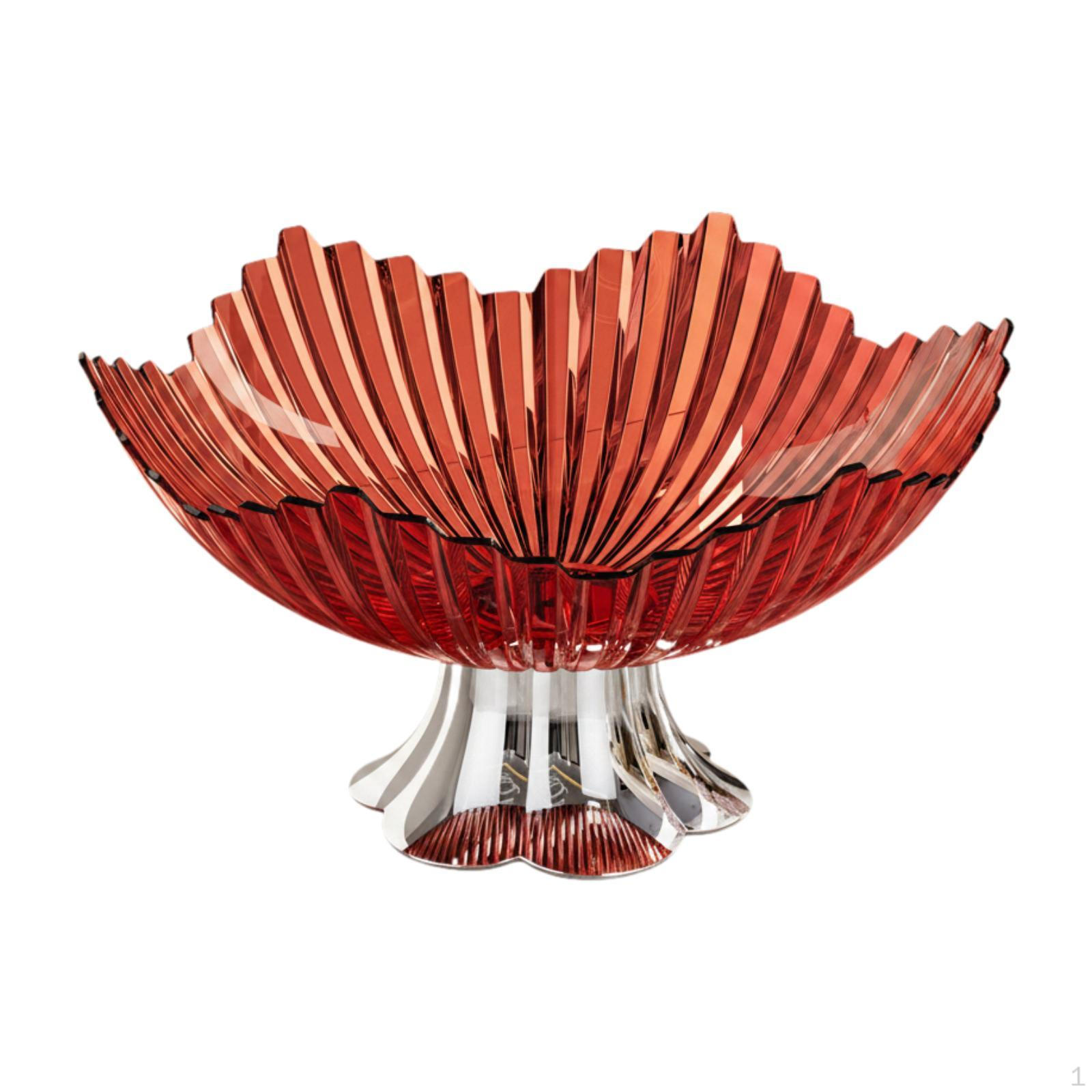 

Fruit And Snack Tray with Base, Practical Modern for Home, Office Or As Decoration The Clear Red