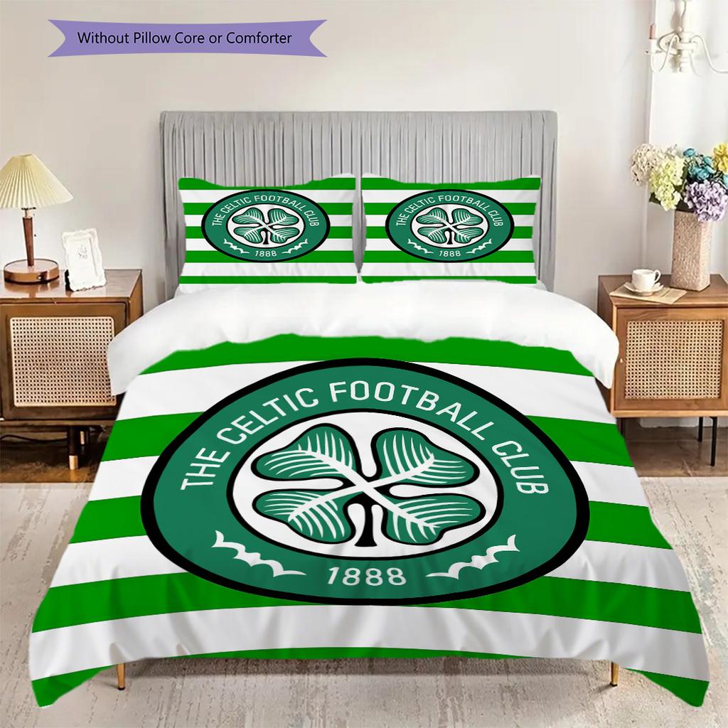 Celtic F.C Pattern Bedding Quilt Set Quilt Cover Pillowcase Home Decoration Birthday Gift (1 * duvet cover + 2 * pillowcase, without core)