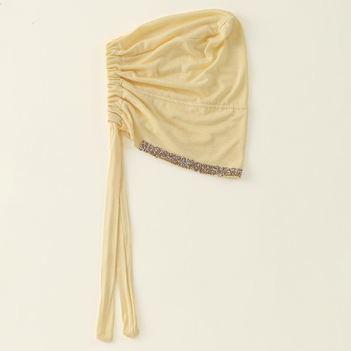 Регулируемые модальные внутренние шапочки со стразами, однотонные эластичные шапочки, модальные хиджабы, мусульманские головные уборы, подхиджабники, женские модные аксессуары