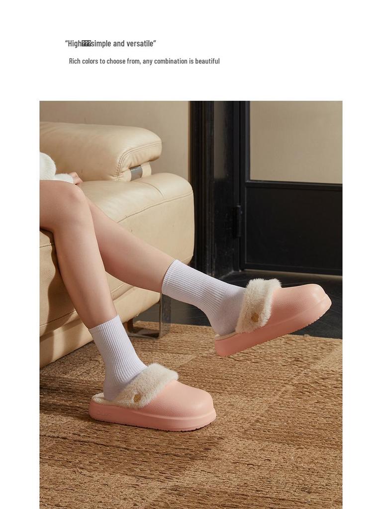 Puxi Unisex Waterproof EVA Cotton Slippers - Solid Color, Warm Indoor Winter Style