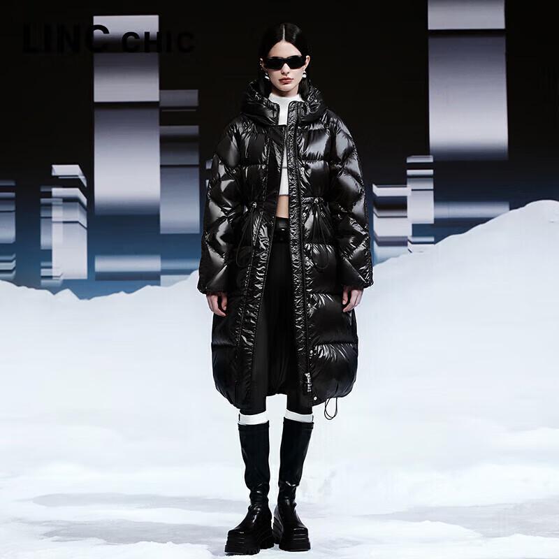 Jin Yujie Γυναικείο Στυλ Διασημότητας Μακρύ Πουπουλέν Μπουφάν με Κουκούλα